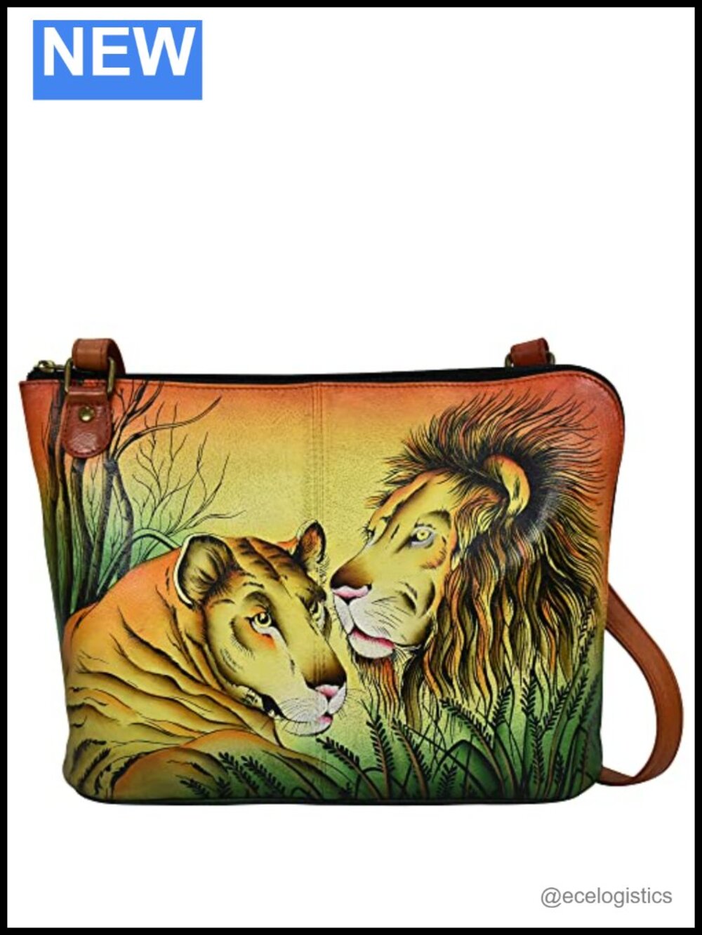 Hand Painted Genuine Leather Two-Sided Zip Travel Organizer